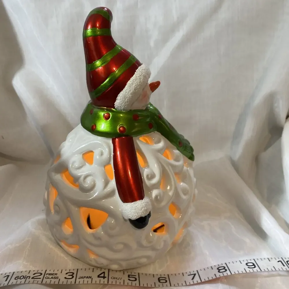 QVC Home Reflections Christmas Snowman Luminary Frameless Candle W/Box